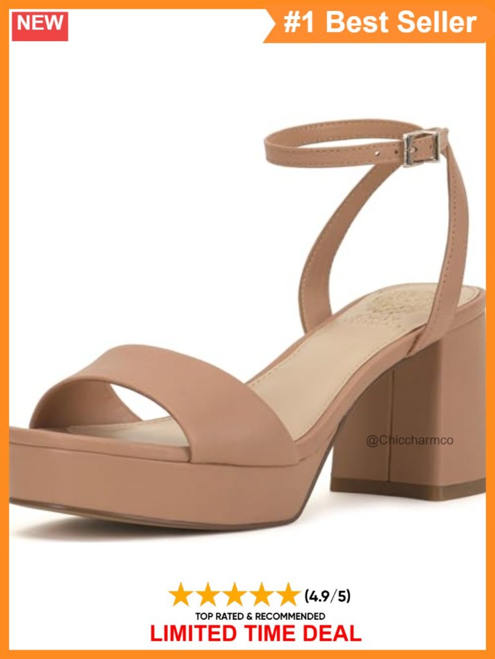 Platform Sandals Leather Upper Block Heel Ankle Strap Buckle Casual Evening